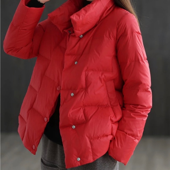 Collar Solid Color Down Cotton-padded Coat Winter Loose Wild Short Coat - Picture 1 of 6